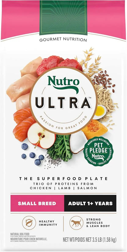 Nutro Ultra Adult Small Breed Dry Dog Food, Chicken, Lamb and Salmon Protein Trio, 3.5 lb. Bag - PAWPICO