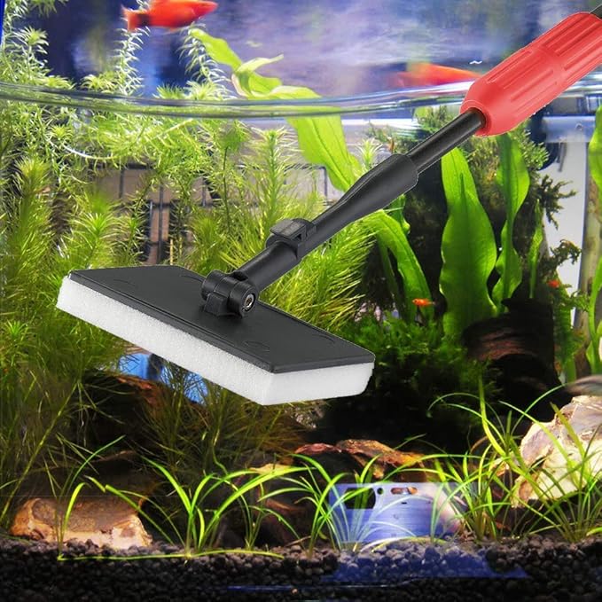 UPETTOOLS Aquarium Cleaning Tool 6 in 1 Algae Scraper Scrubber Pad Adjustable Long Handle Fish Tank Brush Cleaner Set UPETTOOLS