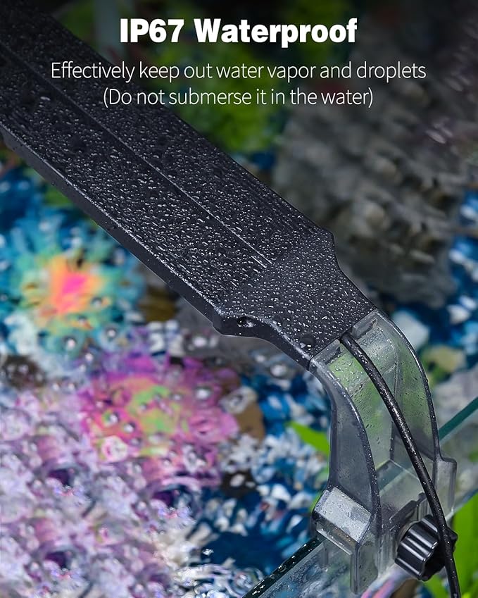 Pawfly Aquarium LED Light 24/7 Fish Tank Light with Full Spectrum Brilliant White Blue Red Green Lights Multi-Colored LEDs with D/N Mode Single Color Effects Timer and Adjustable Brightness Pawfly