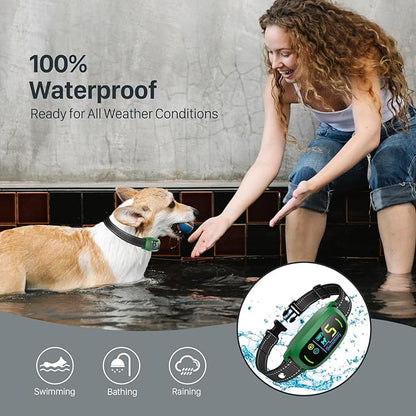 Bark Collar, Rechargeable Dog Bark Collar with 5 Adjustable Sensitivity and Intensity Beep Vibration, Anti Barking Collar for Small Medium Large Breed Dogs (Green) FAFAFROG