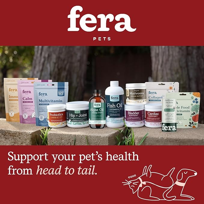 Fera Pets Cardiac Supplement for Dogs & Cats – 120 Capsules - Vet Created -Cardiovascular Function & Strength-Taurine, CoQ10, Organic Hawthorne Berry FeraPets