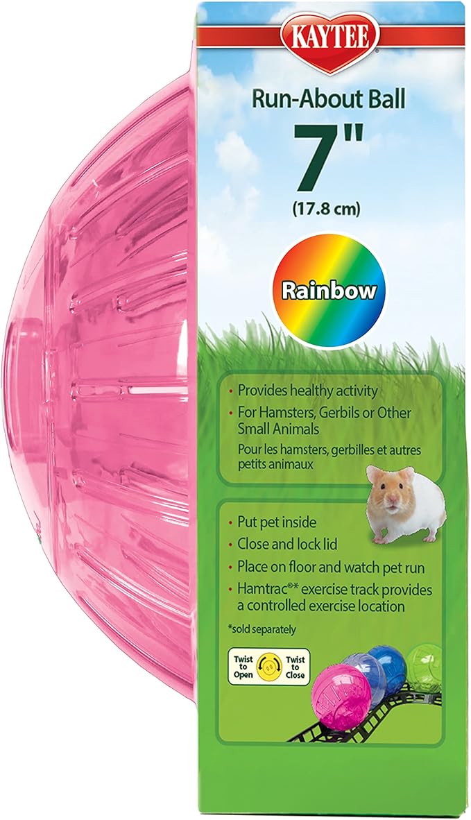 Kaytee 7" Assorted Color Run-About Exercise Ball for Pet Hamsters & Gerbils (Pack of 2) Kaytee