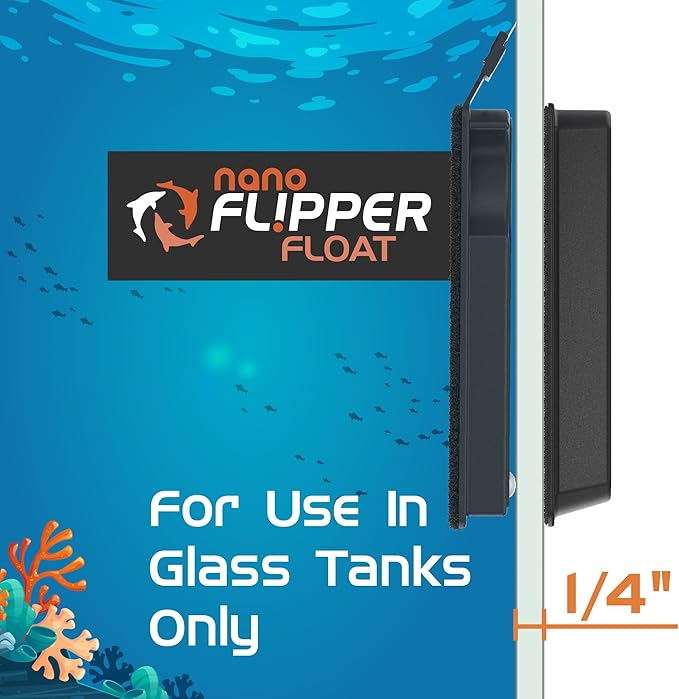 FL!PPER Flipper Cleaner Float - 2-in-1 Floating Magnetic Aquarium Glass Cleaner - Fish Tank Cleaner - Scrubber & Scraper Aquarium Cleaning Tools - Floating Fish Tank Cleaner, Nano FLPPER