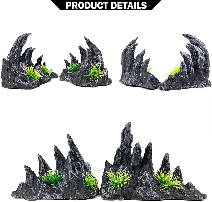 Aquarium Decoration for Fish Tank Rock Cave Aquarium Ornament Aquarium Mountain View Stone Ornaments Aquarium Decor Shelter House Cave Fish Tank Decoration - Small VMCN