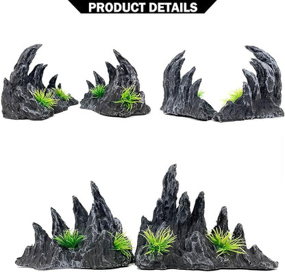 Aquarium Decoration for Fish Tank Rock Cave Aquarium Ornament Aquarium Mountain View Stone Ornaments Aquarium Decor Shelter House Cave Fish Tank Decoration - Small VMCN