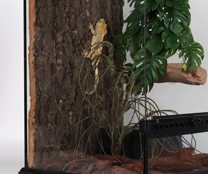 Reptile Terrarium Decor Plants, Bearded Dragon Tank Accessories fit Crested Gecko Leopard Lizard Chameleon Ball Python Snake Frog - Fake Forage Grass Plants WOLEDOE