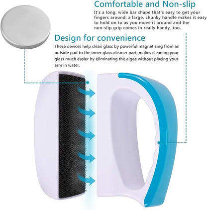 Magnetic Aquarium Fish Tank Glass Algae scrapers Glass Cleaner Scrubber Clean Brush [Floating,Scratch-Free,Non-Slip,magnetizing] L Neptonion