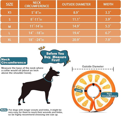 Dog Cone Collar for Small Medium Large Dogs for After Surgery, Pet Inflatable Neck Donut Collar Soft Protective Recovery Cone for Dogs and Cats - Alternative E Collar Does not Block Vision Orange,XL MIDOG