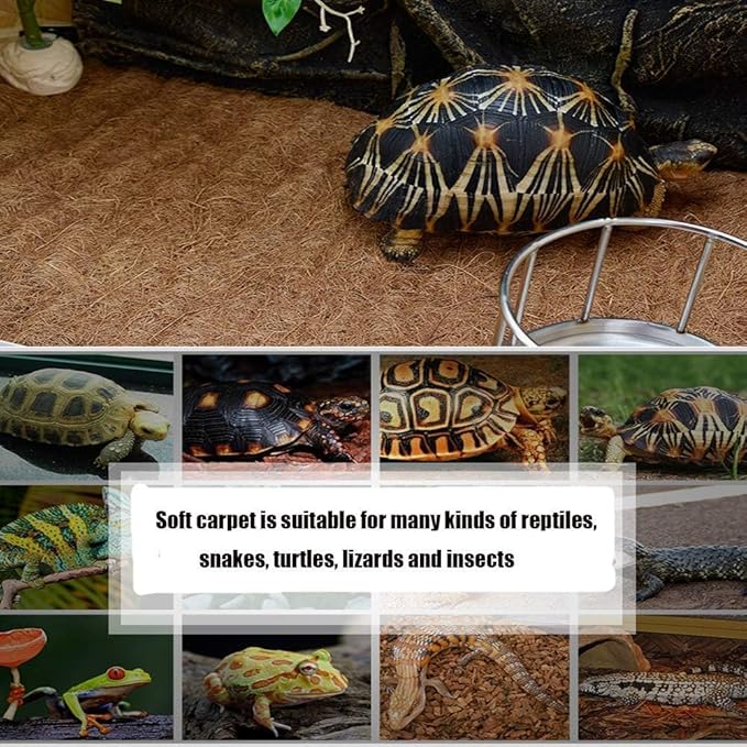 Hamiledyi Reptile Carpet Natural Coconut Fiber Tortoise Carpet Mats for Pet Terrarium Liner Reptile Supplies for Lizard Snake Chamelon Turtle Bedding Bunny Rabbit Mat (2*Sheets) Hamiledyi