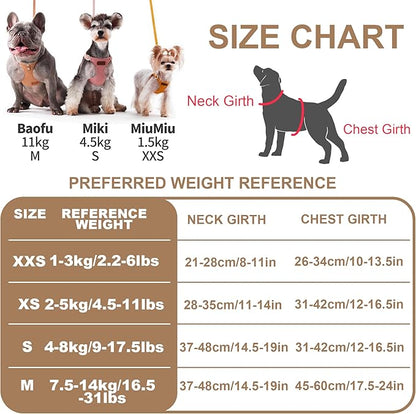 Puppytie No Pull Dog Harness with Multifunction Dog Leash,Soft Adjustable No Choke Escape Proof Pet Harness Vest for Medium Dogs,Denim Mocha Brown,M Puppytie
