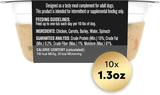CESAR SIMPLY CRAFTED Adult Wet Dog Food Meal Topper, Chicken, Carrots, Barley & Spinach, 1.3oz., Pack of 10 - PAWPICO