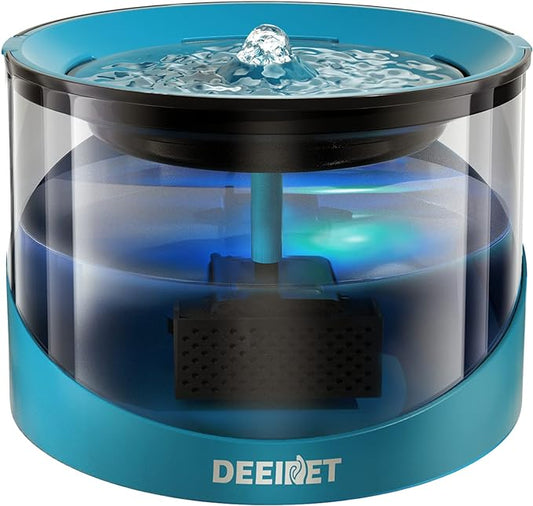 Cat Water Fountain, 74oz/2.2L Ultra Quiet Automatic Water Dispenser for Cats Dogs with Colorful LED Indicator, Water Bowl for Pets with Filter - PAWPICO