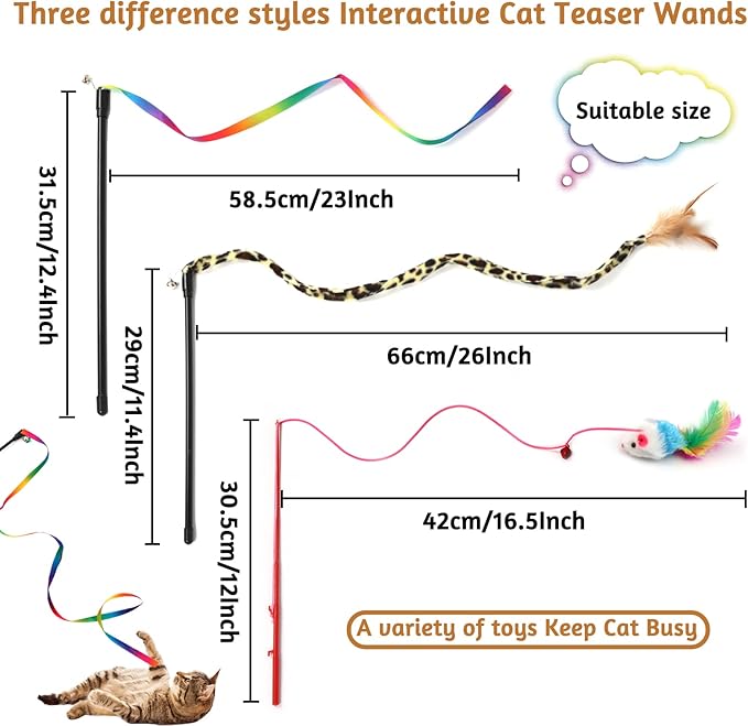 Kitten Toys Cat Toys Assortments, 26 Packs Cat Toys Variety Pack for Kitty, Cat Wand Toy, Cat Feather Toys, Cat Balls with Bells, Cat Mouse Toy, Catnip Toys for Indoor Cats - PAWPICO