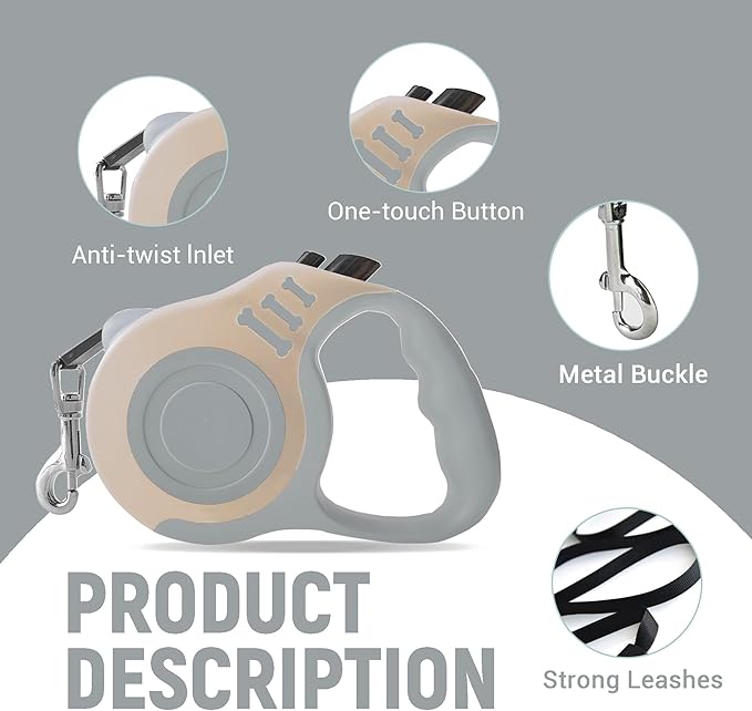 Retractable Dog Leash Automatic Telescopic Tractor Dog Tape, Pet Tape 10/16 FT Durable and Convenient, with Non-Slip Handle, Suitable for Small and Medium-Sized Dogs - PAWPICO