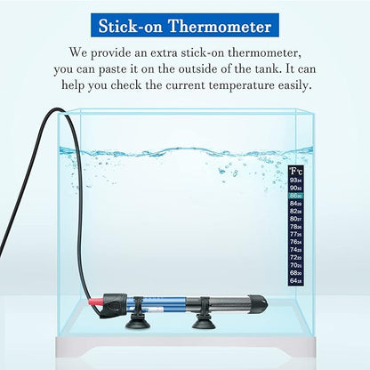 Hitop 25W/50W/100W/300W Adjustable Aquarium Heater, Submersible Glass Water Heater for 5 – 70 Gallon Fish Tank (25W) FEDOUR