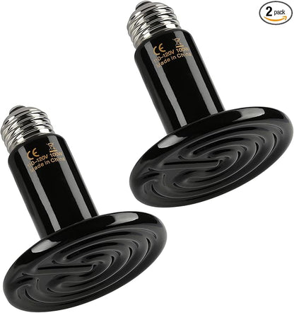 Simple Deluxe 100W Ceramic Heat Emitter 2 Pack Reptile Heat Lamp No Light Emitting Heat Bulbs for Amphibian Terrarium, Bearded Dragon Lizard Snake Turtle, Brooder Coop Incubating Chicken SimpleDeluxe
