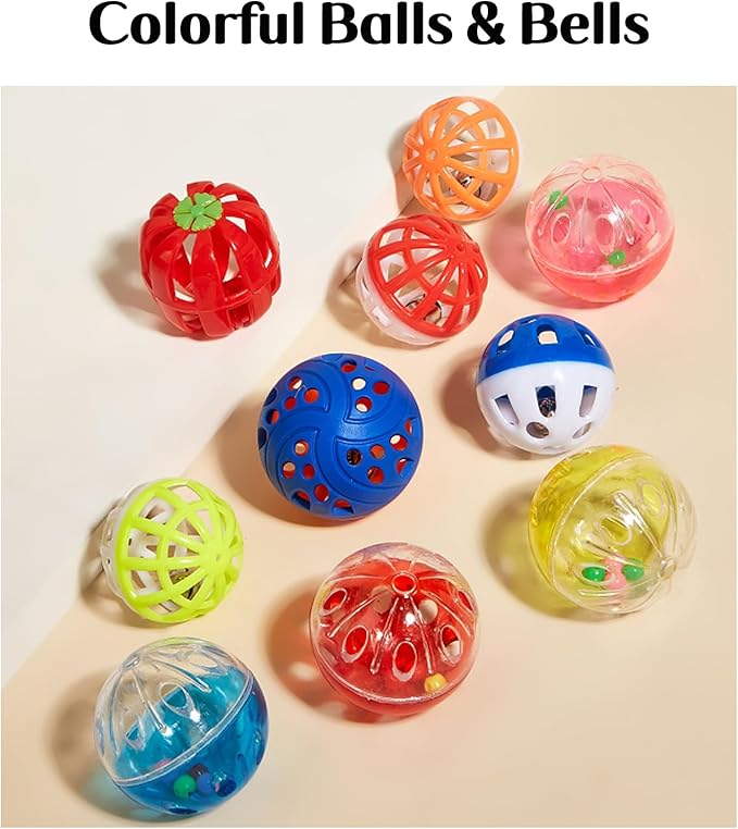 25 PCS Assortment of Cat Toys - Hanging Door Cat Toy,Catnip Toys,Feather Teaser,Mice,Colorful Balls & Bells.Perfect for Kittens,Cats,and Puppies - PAWPICO