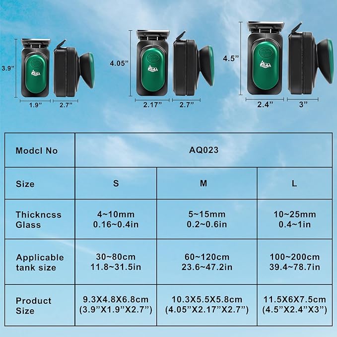AQQA Aquarium Strong Magnetic Cleaner Brush, Fish Tank Glass Algae Magnet Cleaning Tool Floating Cleaner Scrubber Brush with 2 Detachable Scraper (Green,L) AQQA