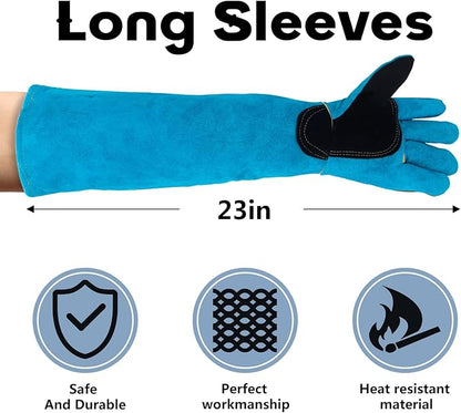 Animal Handling Gloves Bite Proof with 40inch Collapsible Snake Hook,Suitable for Dog Cat FalconBird Reptile Snake Surfante