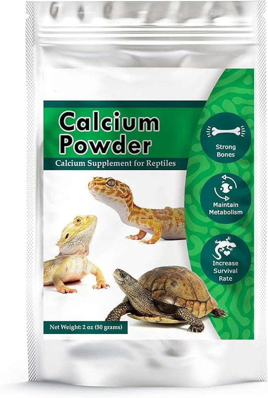 CoCoo Reptile Calcium Powder, Ideal for Leopard Geckos, Chameleons, Iguanas, Turtles, Chicken & Dog, Avoid Vitamin D3 Overdose in Bearded Dragons, Lizards Love It, Energy-rich Additional Feed, 2 oz. Meric