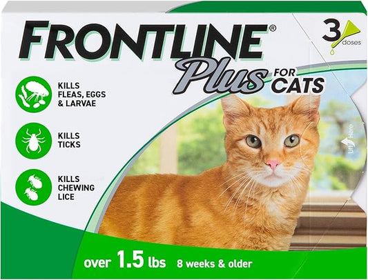 Frontline Plus Flea and Tick Treatment for Cats Over 1.5 lbs. 3 Treatments FRONTLINE%C2%AEBrandProducts