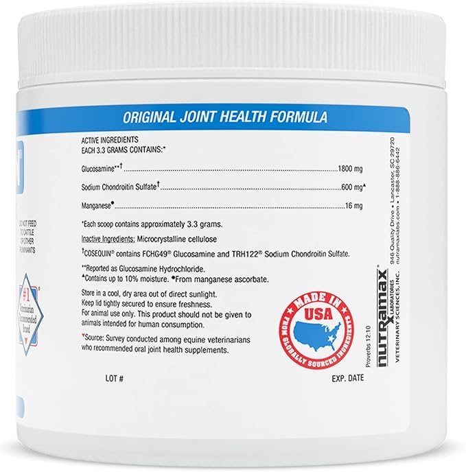 Nutramax Cosequin Original Joint Health Supplement for Horses - Powder with Glucosamine and Chondroitin, 280 Grams NutramaxLaboratories