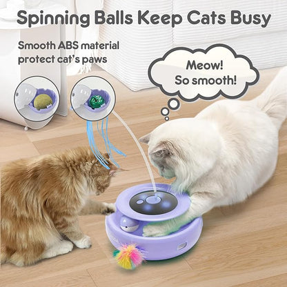 ORSDA Cat Toy, 3-in-1 Automatic Cat Toys for Indoor Cats, Electronic Whack a Mole, Fluttering Butterfly,Track Balls Kitten Toy, Rechargeable Power Interactive Feather Toys for All Breeds - PAWPICO