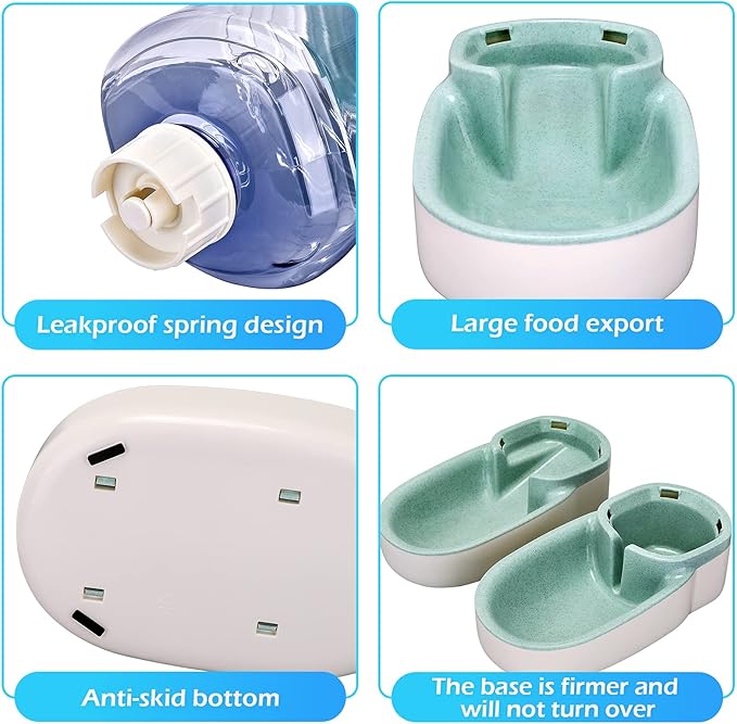 Automatic Dog Cat Feeder and Water Dispenser Gravity Food Feeder and Waterer Set with Pet Food Bowl for Small Medium Dog Puppy Kitten, Large Capacity 1 Gallon x 2 - PAWPICO