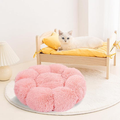 Cat Bed Cute, 23.6" Washable Pink Donut Bed for Indoor Cats and Small Dogs,Soft Cute Flower Fluffy Round Donut Cat Beds,Anti Anxiety Pet Bed,Self-Warming Bed,Blush Pink - PAWPICO