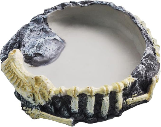 Reptile Food Water Bowl Resin Rock Reptile Feeding Dish Tortoise Feeder Food and Water Plate Amphibian Drinking Basin Reptile Habitat Tank Accessories for Turtle Lizard Leopard Gecko Chameleon MUYG