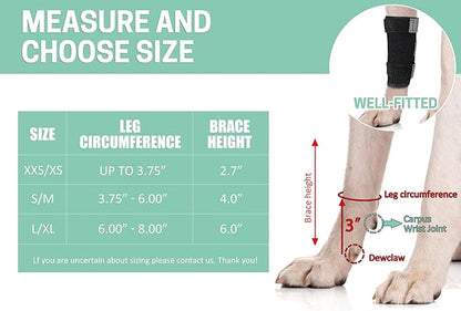 Dog Brace Front Leg Wrist Support, Canine Dog Carpal Brace Splint, Prevents Injuries and Sprains, Protects Carpus Joint Wounds Heals, Helps with Loss of Stability Caused by Arthritis Lyderpet