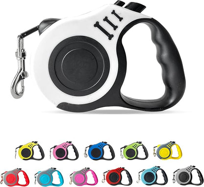 Retractable Dog Leash Automatic Telescopic Tractor Dog Tape, Pet Tape 10/16 FT Durable and Convenient, with Non-Slip Handle, Suitable for Small and Medium-Sized Dogs White LIEVUIKEN