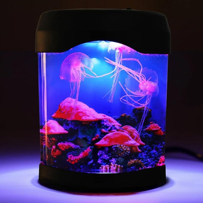 Led Jellyfish Lamps, 6 Color Changing Light Effect, USB Jellyfish Tank Aquarium Mood Lamp with Small Colored Stones Colorful Jellyfish Night Light Gifts for Men Women Students OMISTAR