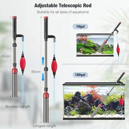 Aquarium Siphon Vacuum Cleaner: 4 in 1 Manual Fish Tank Vacuum Cleaning Tools for Water Change, Sand Cleaning and Remove Dirt, Fish Tank Cleaner Vacuum with Adjustable Length Suness