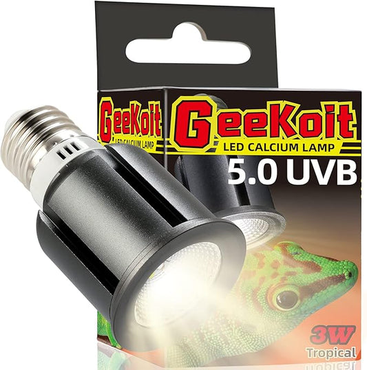 Premium 5.0 UVB Reptile Light,UVA UVB 3W Full Spectrum Tropical,UVB Bulb for Optimal Calcium Metabolism,Ideal for Tropical-Dwelling Reptiles Turtle Green Anole GeeKoit