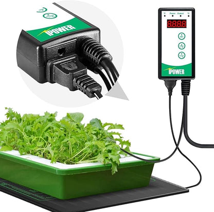 iPower 10" x 20.75" Waterproof Durable Seedling Heat Mat with Controller Warm Hydroponic Plant for Indoor Gardening Germination Starting iPower