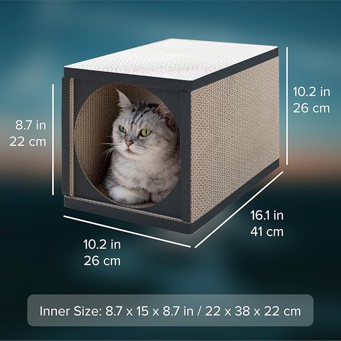 Cat Scratcher Tunnel, cardboard cat house, scratching post for Indoor cats, 360 degree comfort, durable design, odor-free, easy assembly, perfect for playful kittens and adult cats, blackwood - PAWPICO