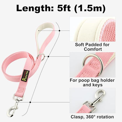 Plutus Pet Cotton Dog Harness and Leash Set, Reflective and Soft Padded, Quick Fit Vest Harness, for Small, Medium and Large Dogs, Pink, XXS - PAWPICO
