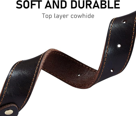 Genuine Leather Dog Collar, Heavy Duty Dog Collar, Wide Dog Collar for Small Dog, Medium Dog, Large Dog and Extra Large Dog (M: 1" Wide for 15.2"-19.2" Neck, Single Stitch - Brown) DAIHAQIKO