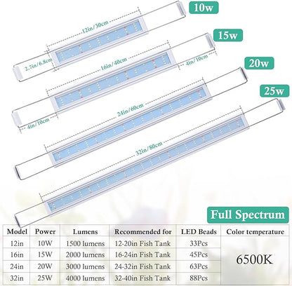 HITOP Full Spectrum LED Aquarium Light – 32-40" Classic Fish Tank Light with Timer, Aquarium Plant Light with Stable Extendable Brackets (32-40in) HITOP-FocusonAquarium