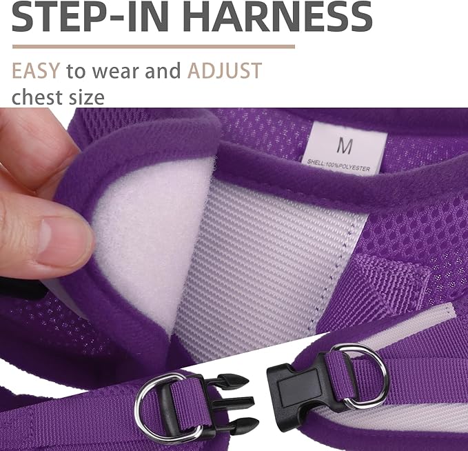 PUPTECK Adjustable Dog Harness Collar and Leash Set Step in No Pull Pet Harness for Small Medium Dogs Puppy and Cats Outdoor Walking Running, Soft Mesh Padded Reflective Vest Harnesses PUPTECK