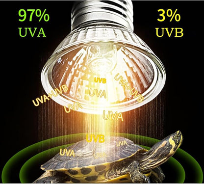 4 Pack Reptile Heat Lamp Bulbs, UVA+UVB Turtle Basking Heat Bulbs 25w/50w Tortoise Lighting Bulb for Lizards, Snakes, Aquarium, Amphibian PUEUTU
