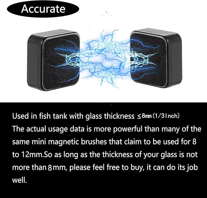 Carefree Fish Aquarium Mini Magnetic Cleaner Plus for Glass Fish Tank Tiny Magnet Brush Algae Scrapers (Magnetic Reinforcement No Floating) Bewatermyfriend