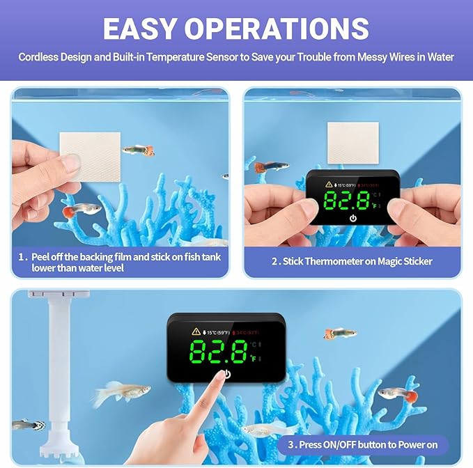 Small Fish Tank Kit, 1.8-Gal Aquarium Kit with Digital Thermometer and Temporary Tank, Self-Cleaning & 18 LED Lights, Lightweight & Shatter-Resistant Betta Fish Tank (White) Moonorange