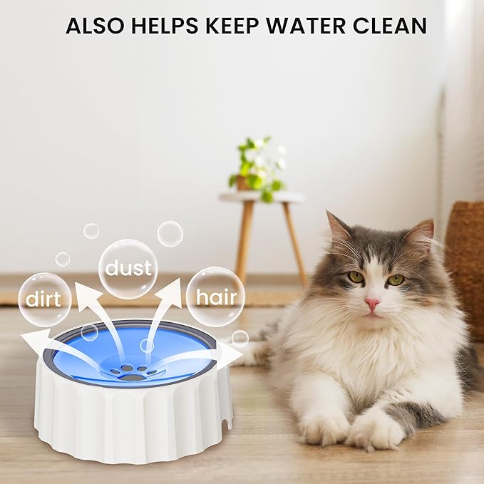 Dog Water Bowl No Spill 70oz/2L Large Capacity Dog Water Bowl Dispenser Non Slip No Splash Dog Water Bowl Pet Slow Feeder No Drip Dog Water Bowl on Vehicle Slow Water Bowl for Dogs and Cat Blue - PAWPICO