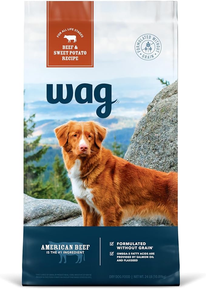 Amazon Brand - Wag Dry Dog Food Beef & Sweet Potato, Grain Free 24 lb Bag - PAWPICO