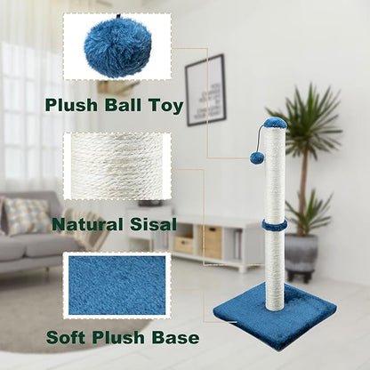 Dimaka 29" Tall Cat Scratching Post, Claw Scratcher with Sisal Rope and Covered with Soft Smooth Plush - PAWPICO