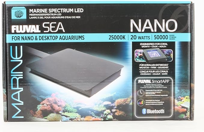 Fluval SEA Marine Nano LED Aquarium Lighting with Bluetooth, 20 Watts,Glass Fluval