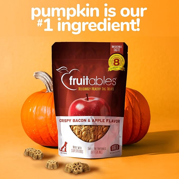 Fruitables Skinny Mini Dog Treats – Healthy Treats for Dogs – Low Calorie Training Treats – Free of Wheat, Corn and Soy – Apple Bacon – 5 Ounces - PAWPICO