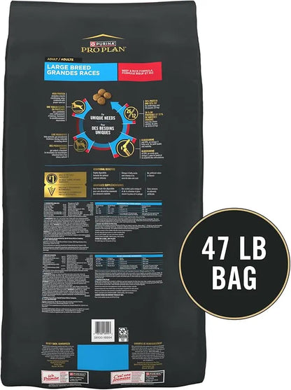Purina Pro Plan Large Breed Dry High Protein Dog Food With Probiotics for Dogs, Beef and Rice Formula - 47 lb. Bag - PAWPICO